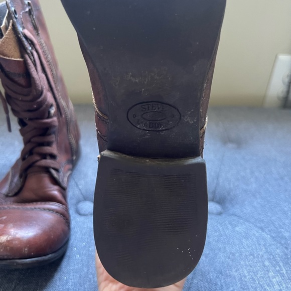 Brown Steve Madden Troopa Combat Boots - Picture 2 of 6